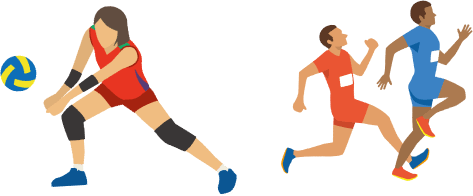 女子バレー選手と陸上選手のイラスト