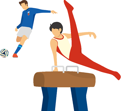 サッカー選手と体操選手のイラスト